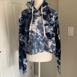 cropped blue tie dye hoodie